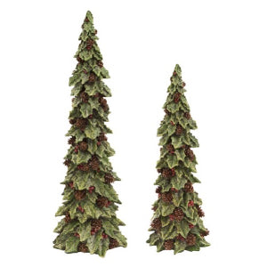 SET DE 2 ARBOLES CON PIÑAS DE POLYPIEDRA 40 CM Y 50 CM