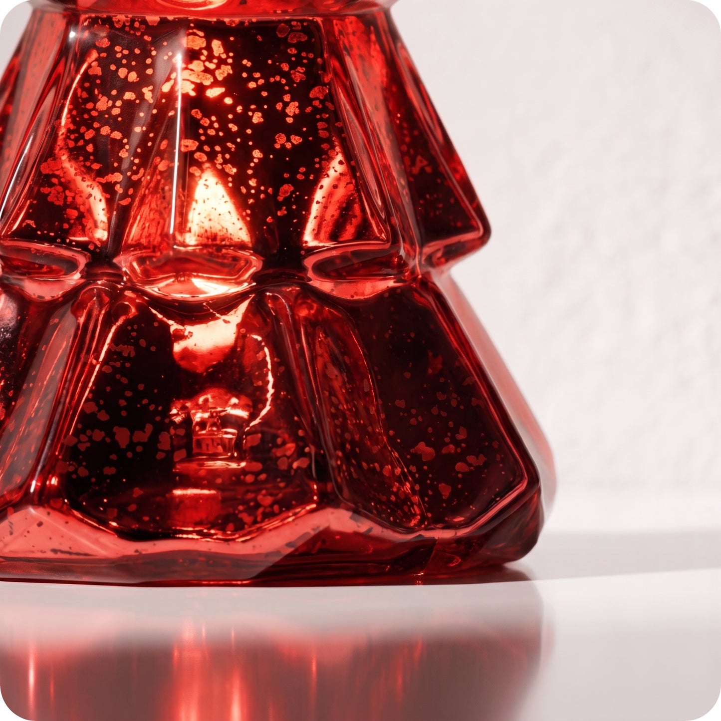 Vela tipo árbol de vidrio con luz led roja
