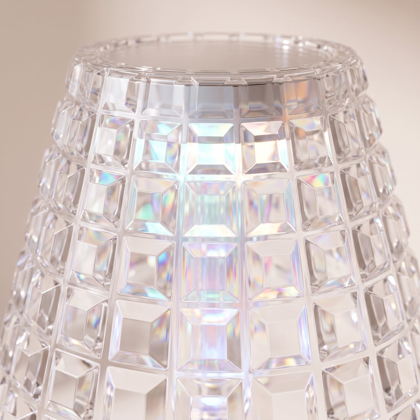 Lámpara decorativa transparente de mesa con patrones y luz rgb