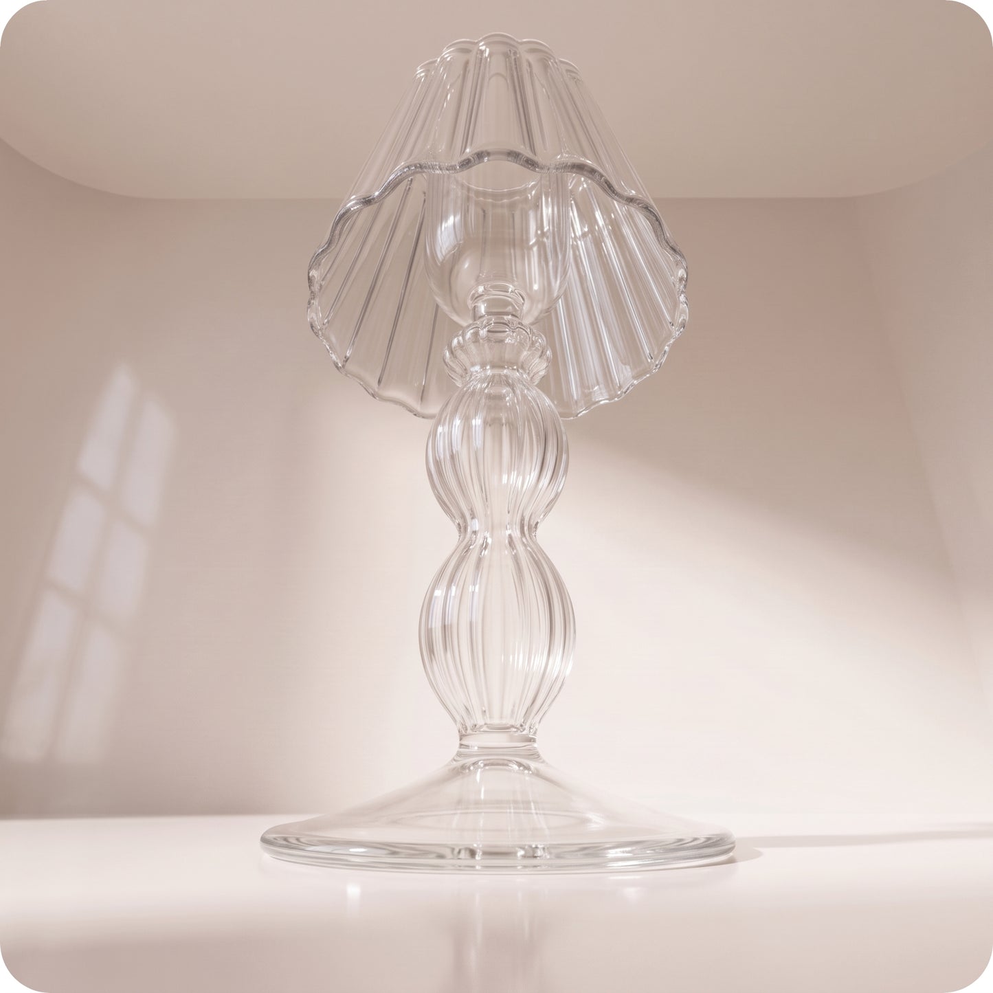 Lámpara decorativa transparente de mesa de rayas y luz rgb