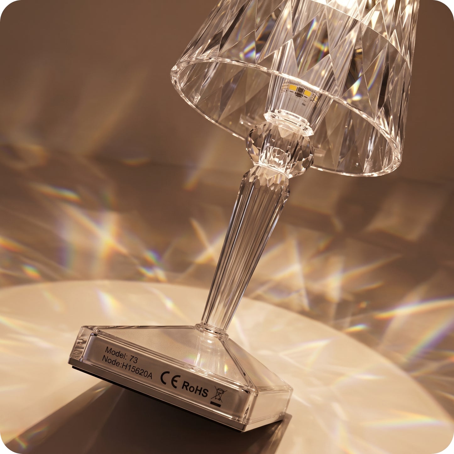 Lámpara decorativas transparentes de mesa con luz rgb