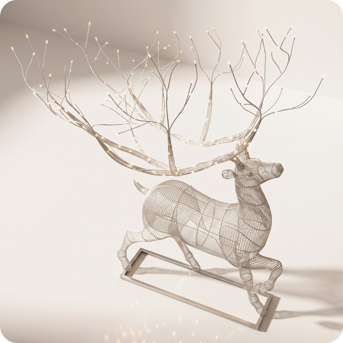 Reno navideño con luz led calidas caminando