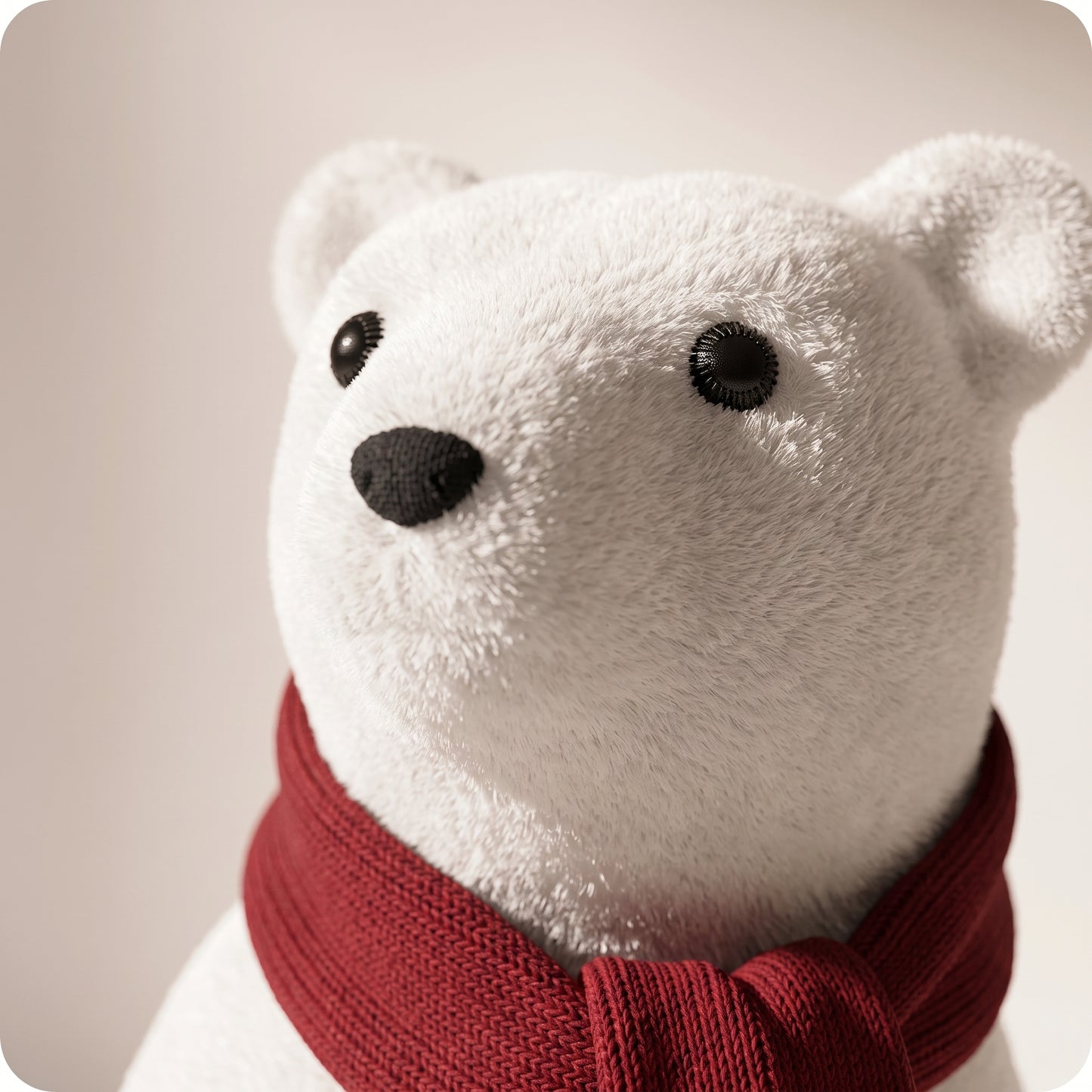 Elegante oso polar blanco con bufanda roja sentado 2