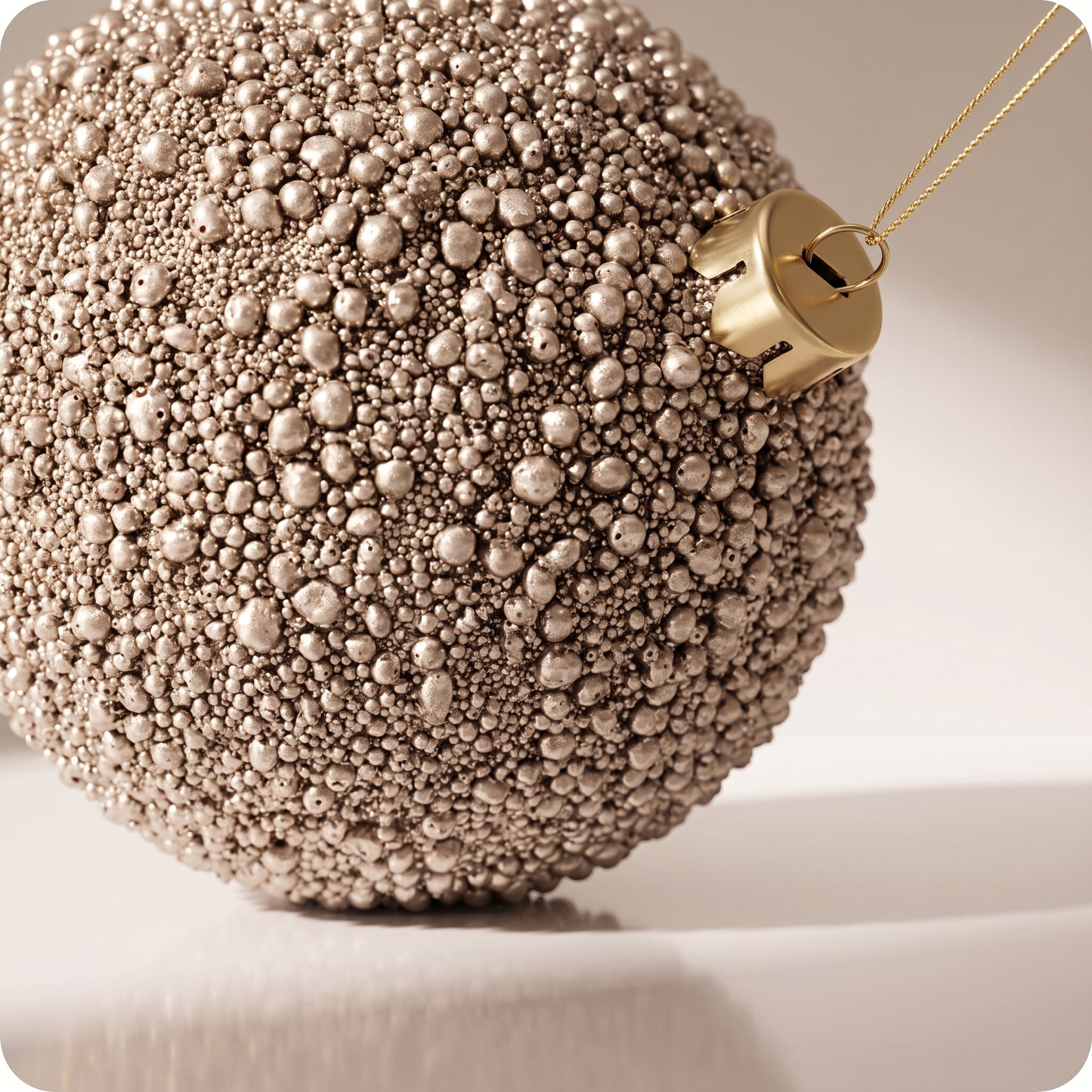 Esfera con glitter y mini piedras champagne 16 cm