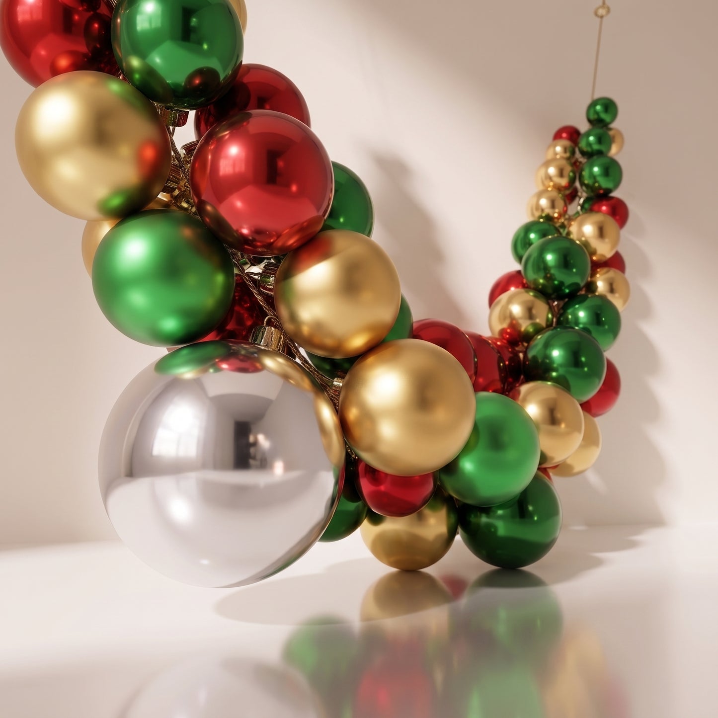 Guirnalda de esferas grandes y pequeñas navideñas 133 cm