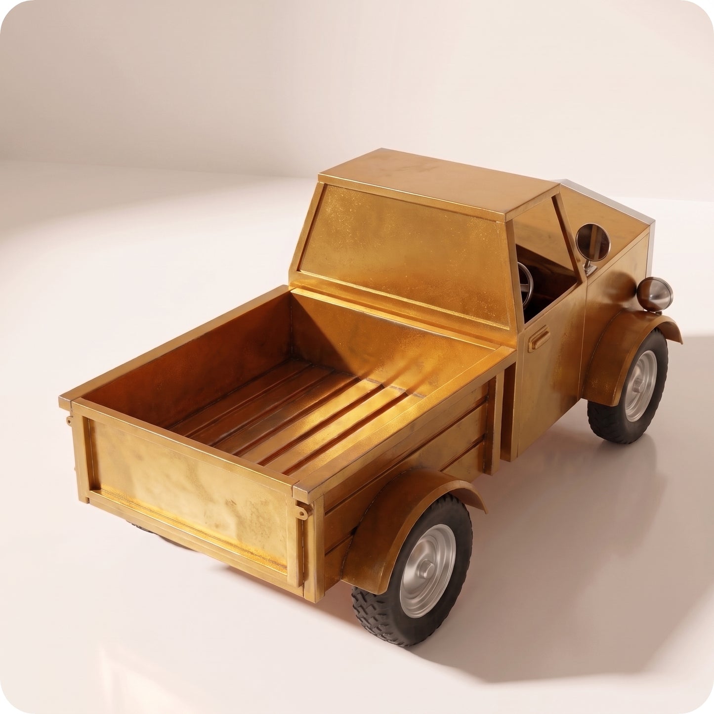 Base para árbol tipo truck de 4 llantas gigante dorado