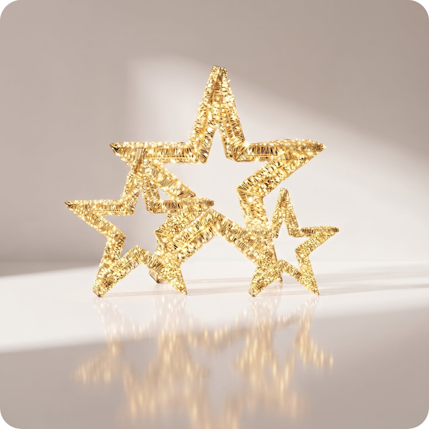 Estrella metalica con luz led calida