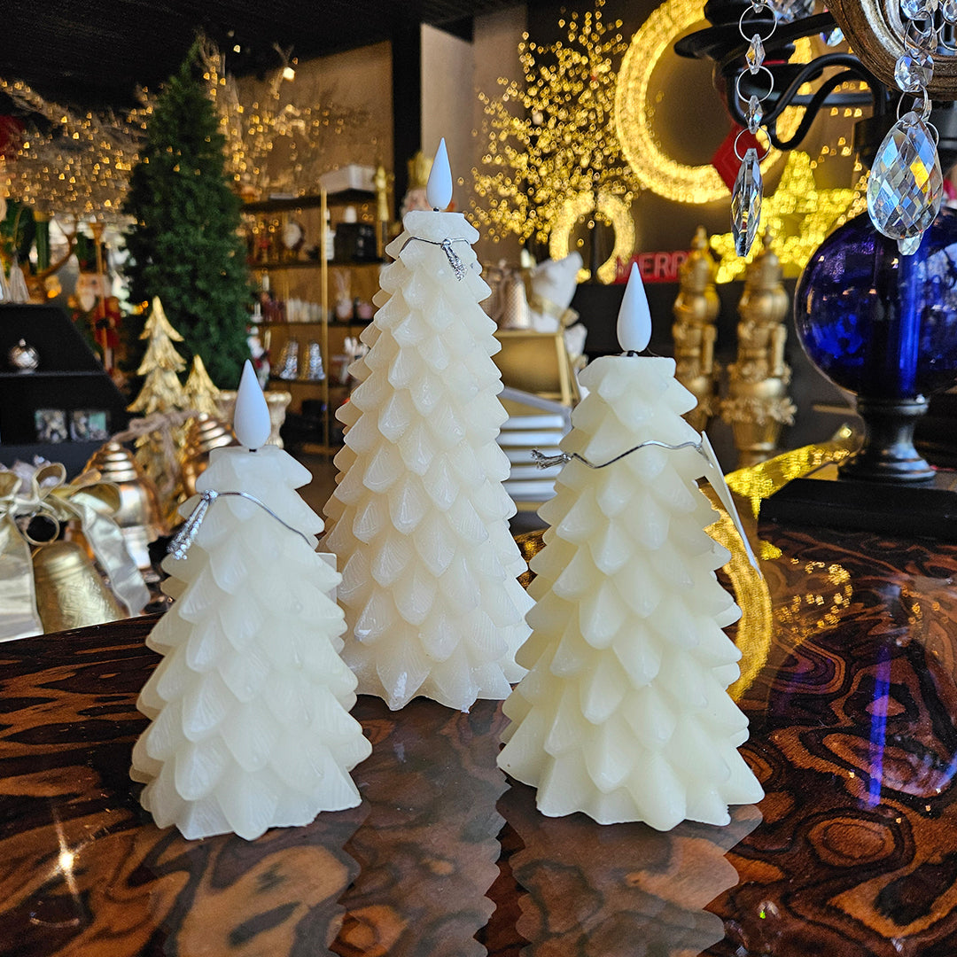 VELAS AROMATIZANTES ARBOL CON LUZ LED ON-OFF 8.6x15.8cm Beige 1U/U