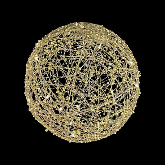 ESFERA DE LUZ DORADA 25cm with pearls, w/30lights