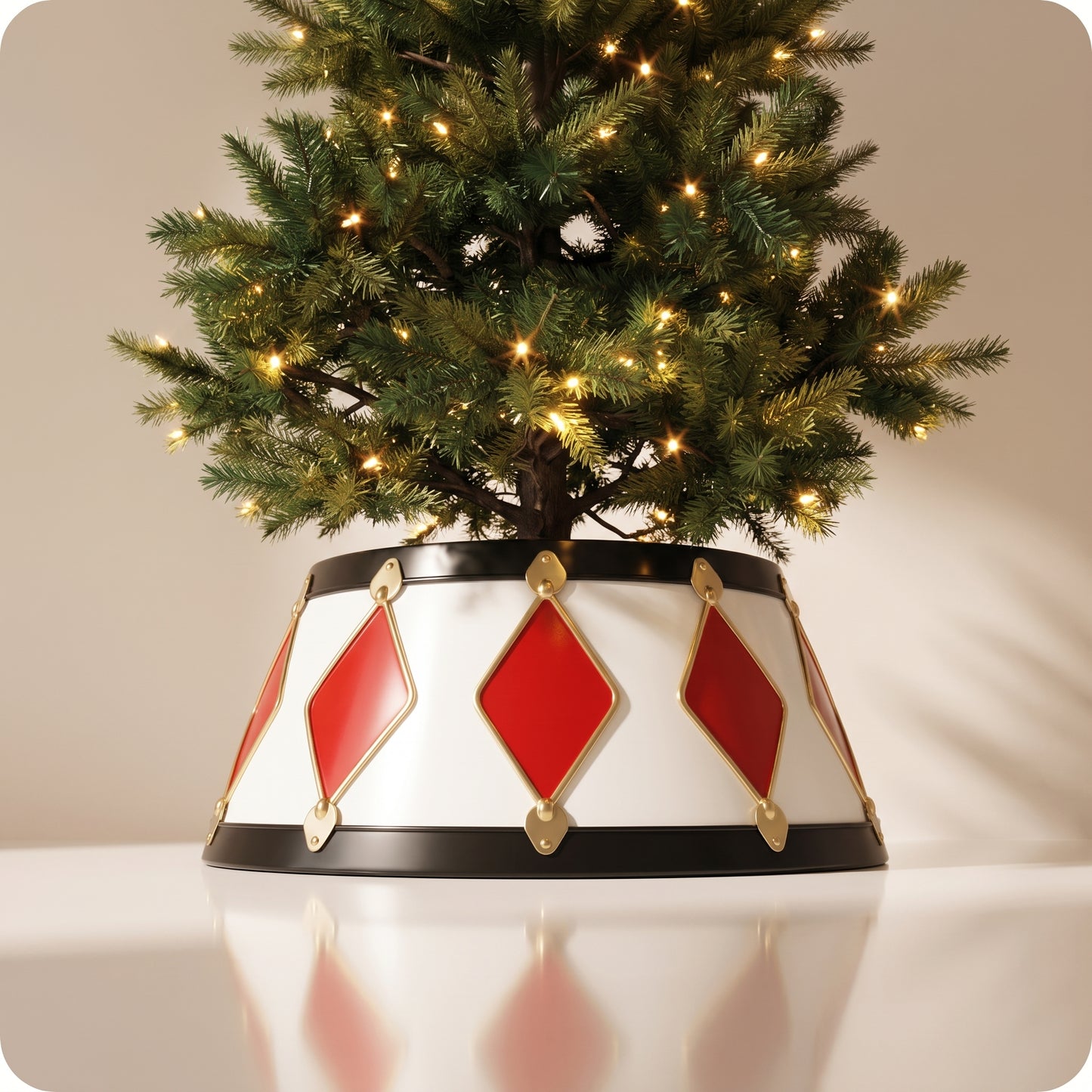 Base de árbol dorada con piedras