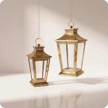 Candelabros rectangulares con cristal dorados
