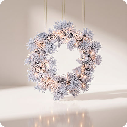 Corona de abeto celand, fleco, preiluminada con 100 luces transparentes y 156 puntas