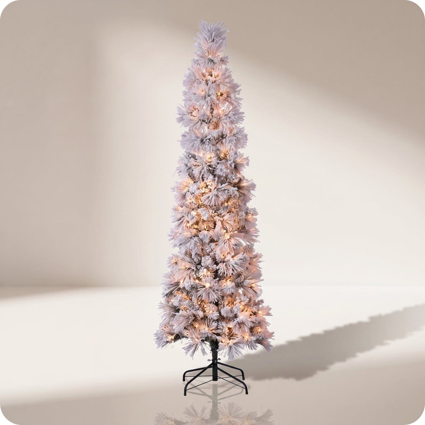 Árbol iceland nevado con luz led calida