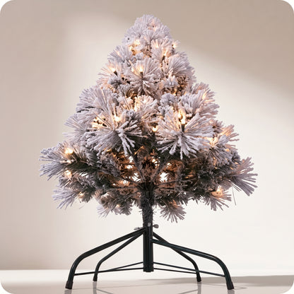 Árbol iceland nevado con luz led calida