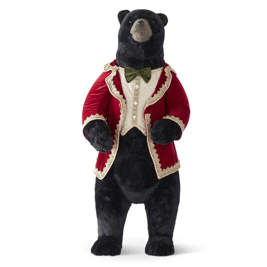 OSO PARADO DE TERCIOPELO CON SACO ROJO DE 116.5 CM