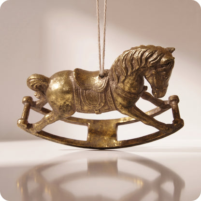 Esfera de caballo mecedor dorado 12 cm