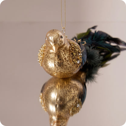Cola de pluma de pájaro de cristal dorada
