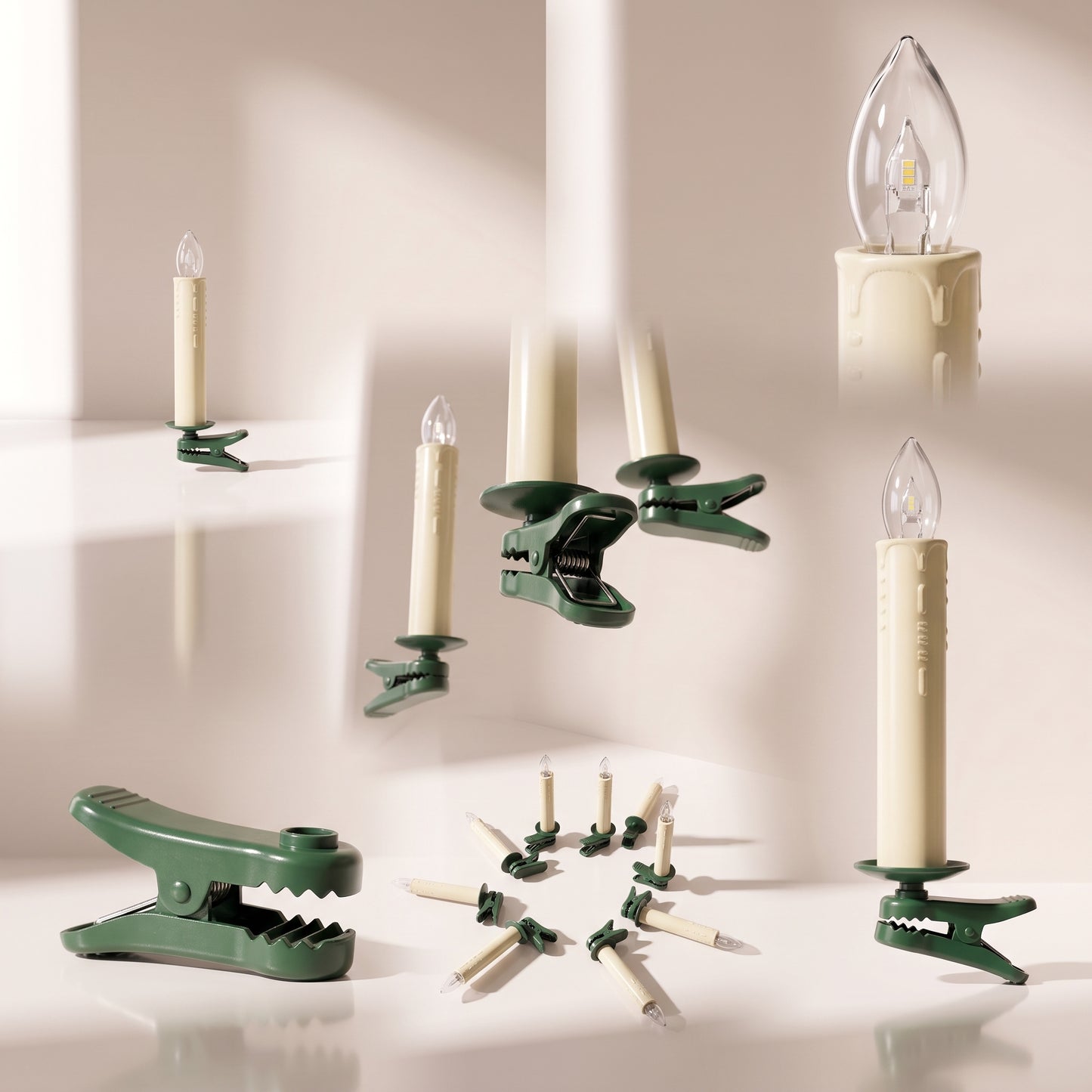 Velas electricas con clip, luz led con timer