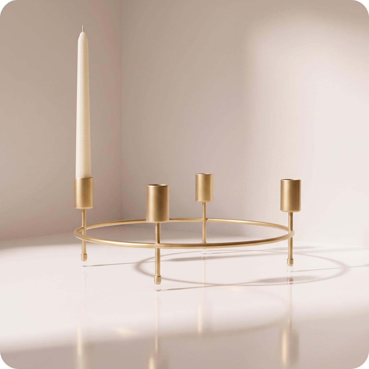 Candelabro de adviento de metal, construcción