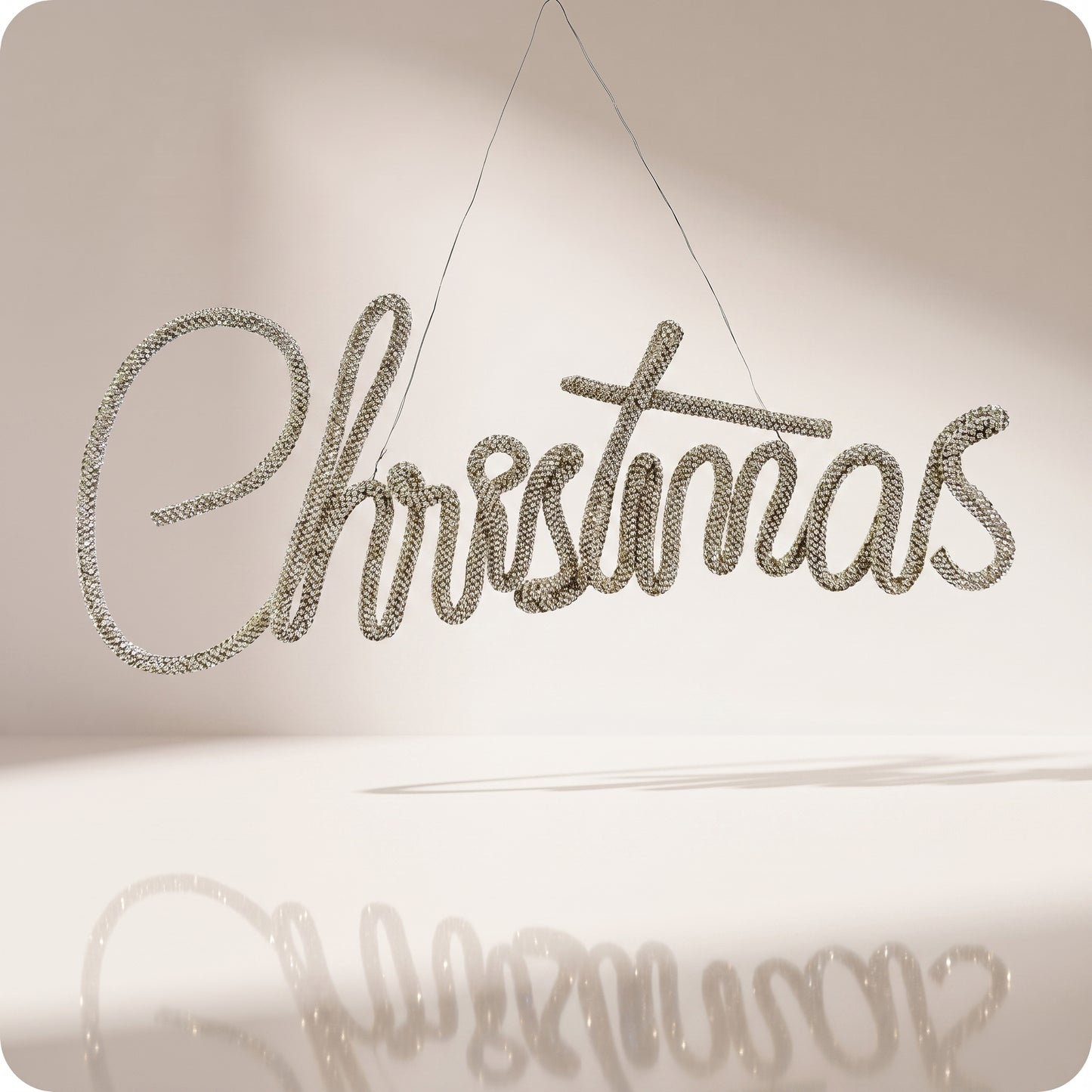 Esfera christmas con brillo rigido plateado 32 cm