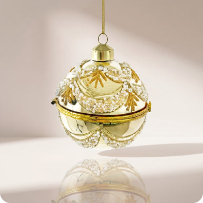 Esfera de apertura de cristal brillante de cuentas doradas deco