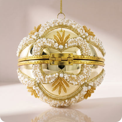 Esfera de apertura de cristal brillante de cuentas doradas deco