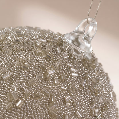Esfera de cristal plateada con mini piedras plateadas 10 cm