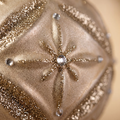 Esfera de cristal con purpurina entre rombos 12 cm