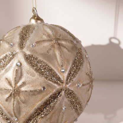 Esfera de cristal con purpurina entre rombos 12 cm