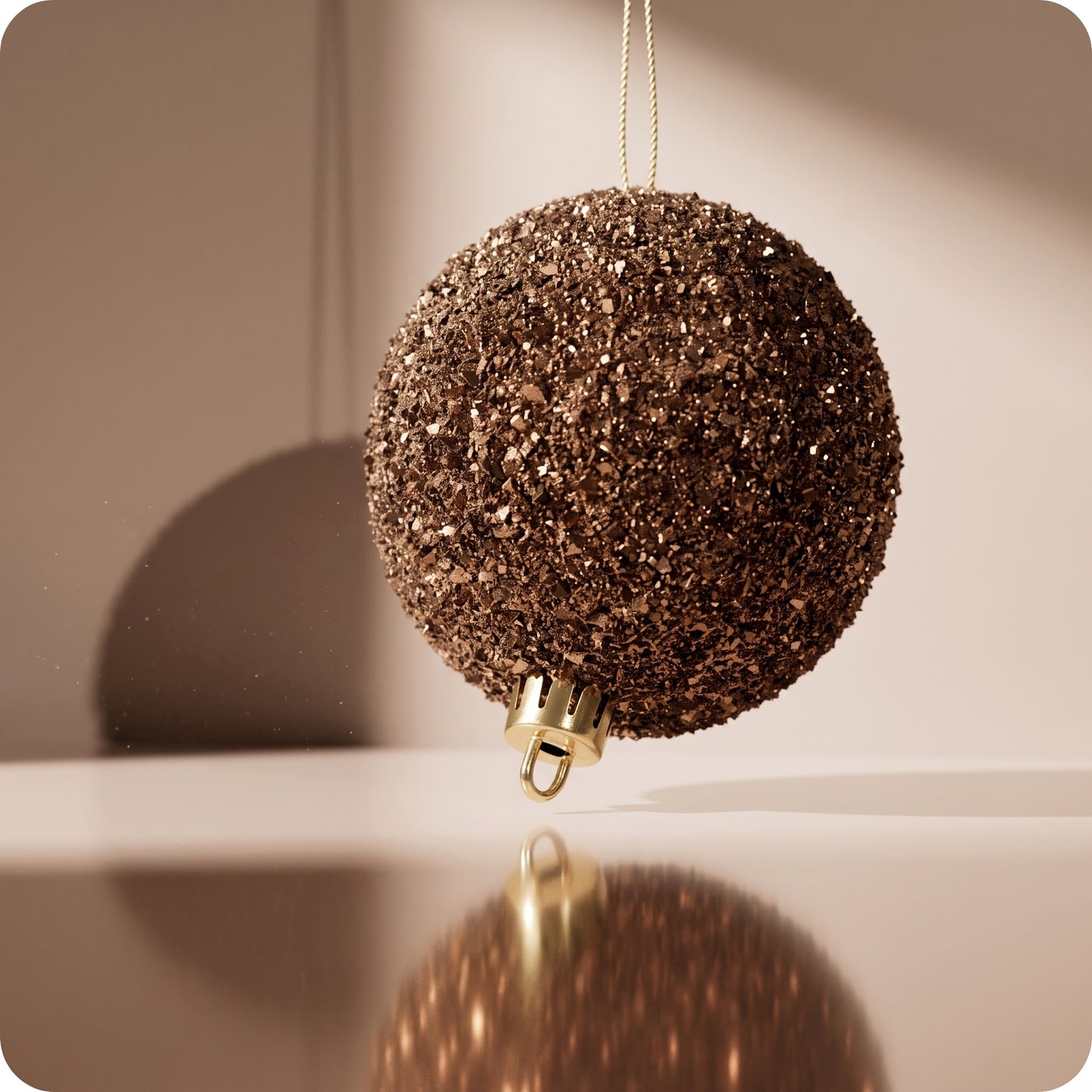Esfera de purpurina marron 12 cm