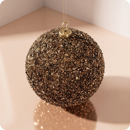 Esfera de purpurina marron 12 cm