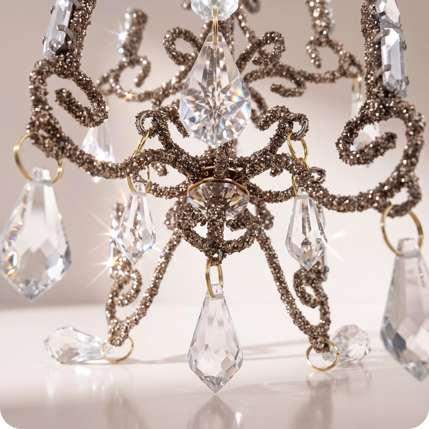 Esfera candelabro de vidrio plateado con cristales 15 cm