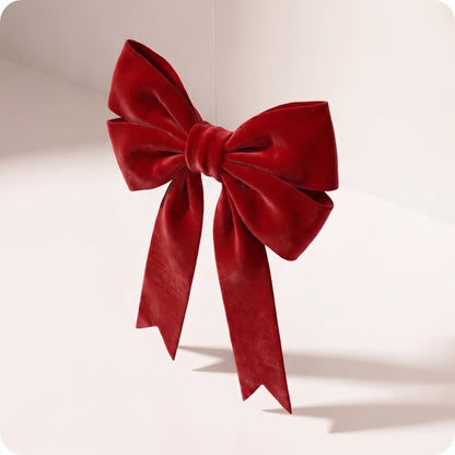 Moño doble de terciopelo rojo navidad y puntas finas