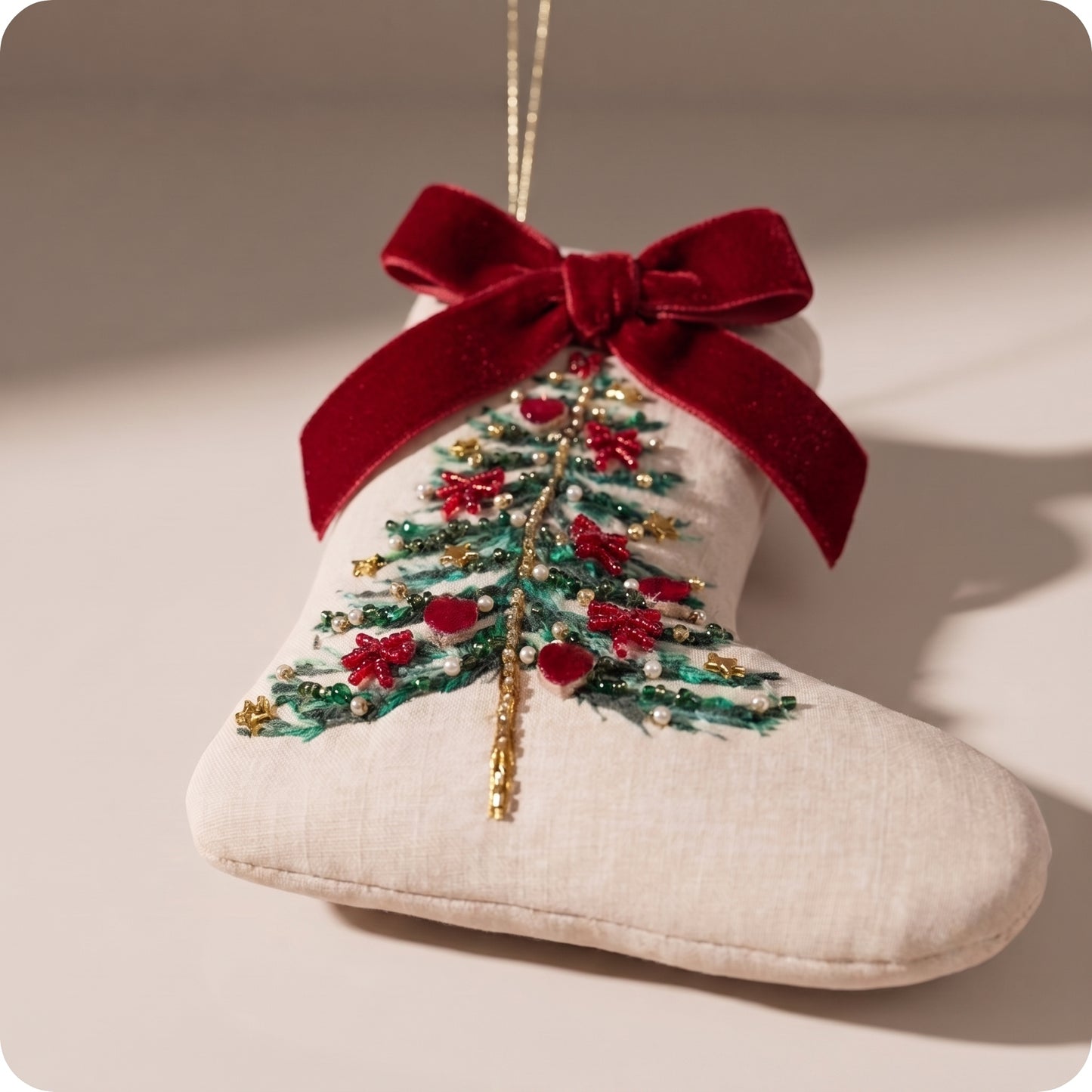 Bota de algodón con árbol de cuentas y crema de lazo