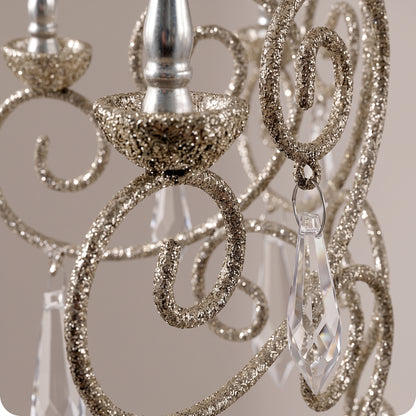 Candelabro metálico de lámpara de araña champán