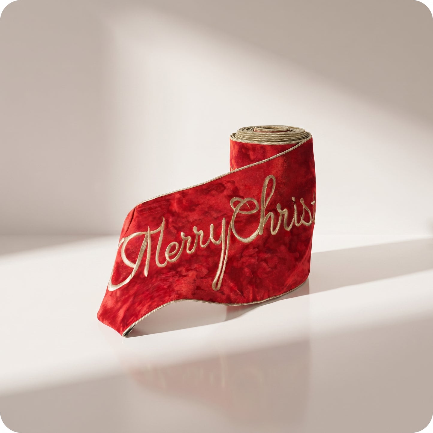 Liston de terciopelo bordado rojo "merry xmas"