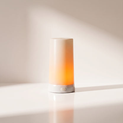 Vela con luz led tipo flama y timer blanca