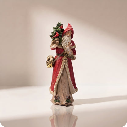 Santa de resina con árbol de navidad