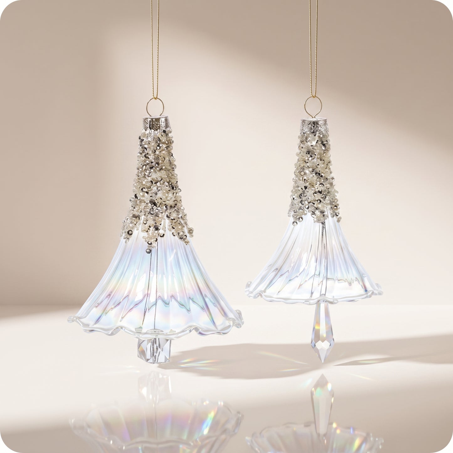 Esferas de candelabro de cristal con brillos en la punta 14 y 19 cm