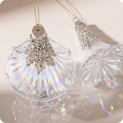 Esferas de candelabro de cristal con brillos en la punta 14 y 19 cm