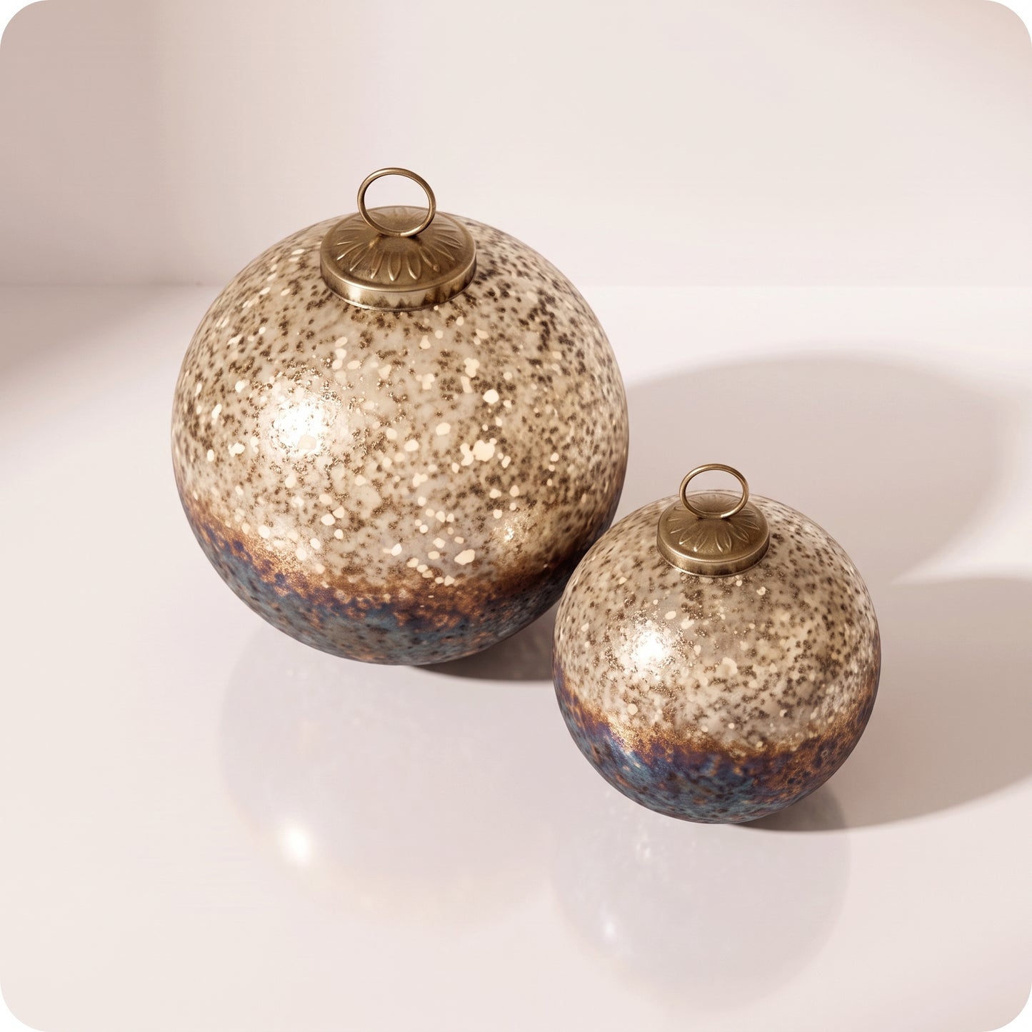 Esferas quemadas de vidrio cobre 8 y 10 cm