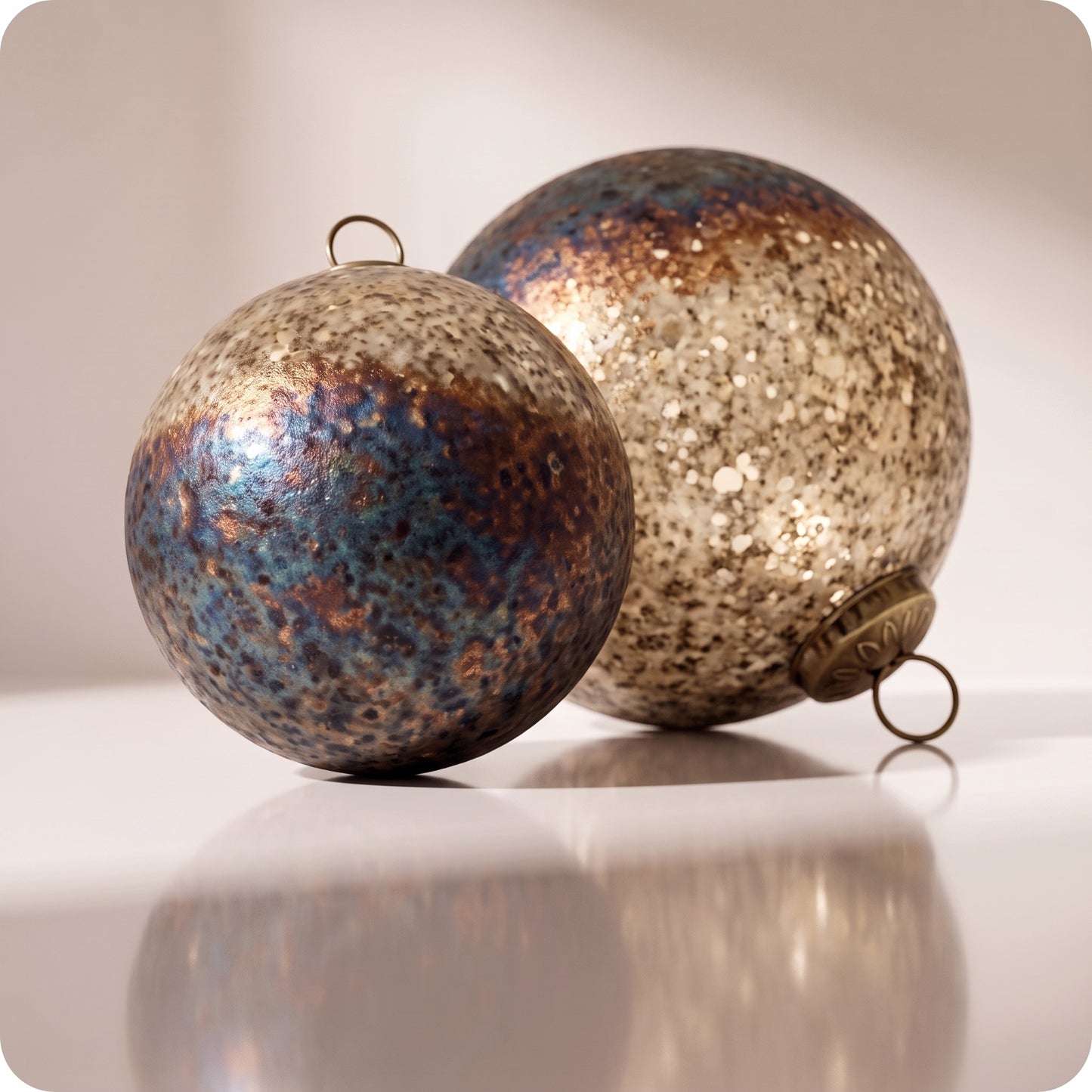Esferas quemadas de vidrio cobre 8 y 10 cm