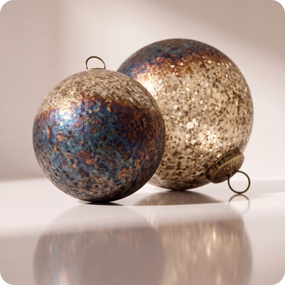 Esferas quemadas de vidrio cobre 8 y 10 cm