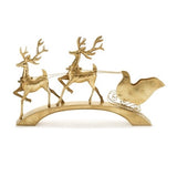 TRINEO CON RENOS DORADO DE METAL 103 X 63.5 CM ALTO