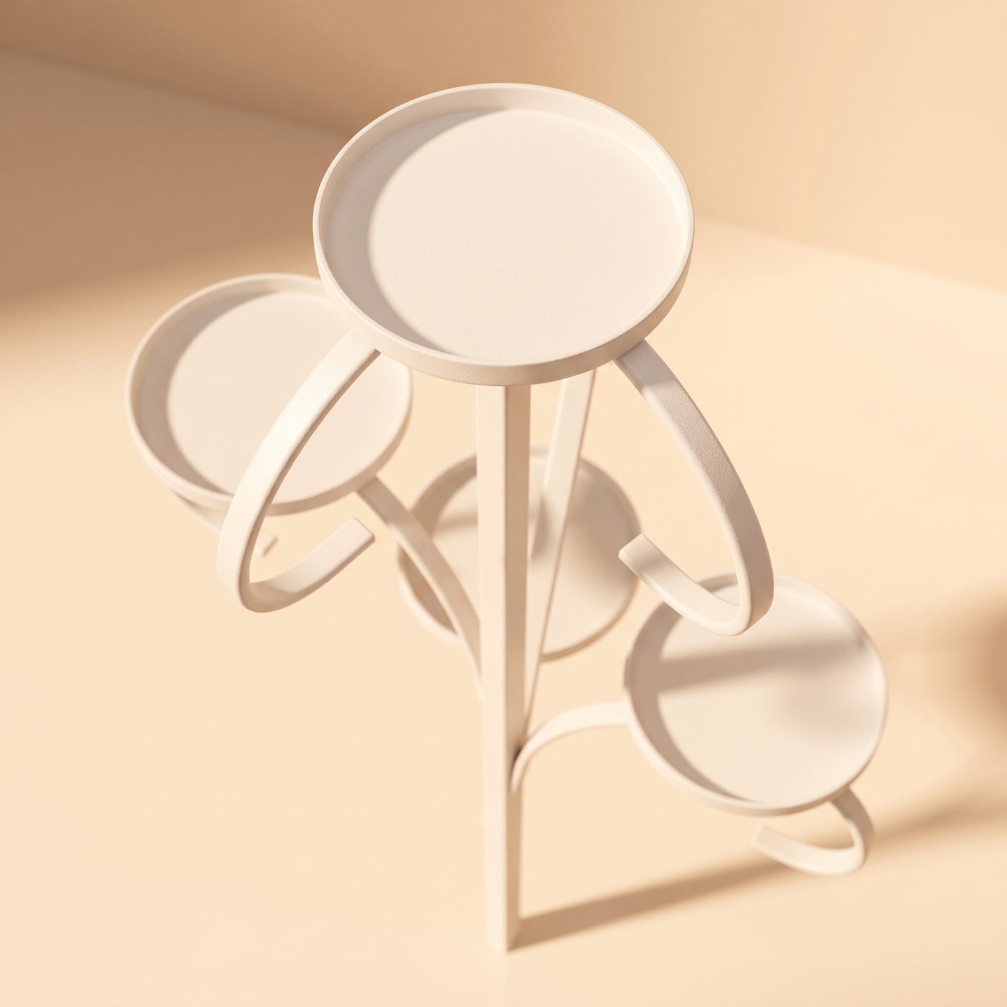 Porta vela de 3 pisos de aluminio blanco para árbol