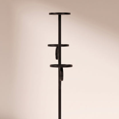 Porta vela de 3 pisos de aluminio negro para árbol