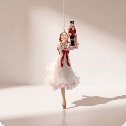 Esfera ballerina de resina con mini cascanueces 15 cm