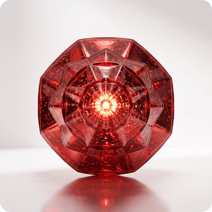 Vela tipo árbol de vidrio con luz led roja