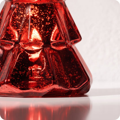 Vela tipo árbol de vidrio con luz led roja