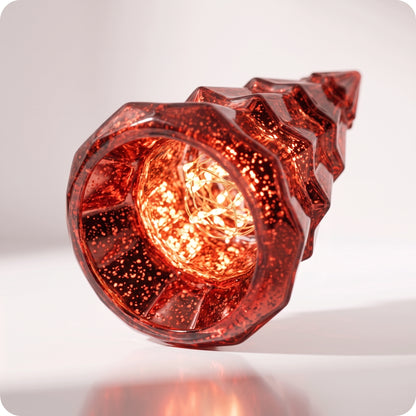 Vela tipo árbol de vidrio con luz led roja